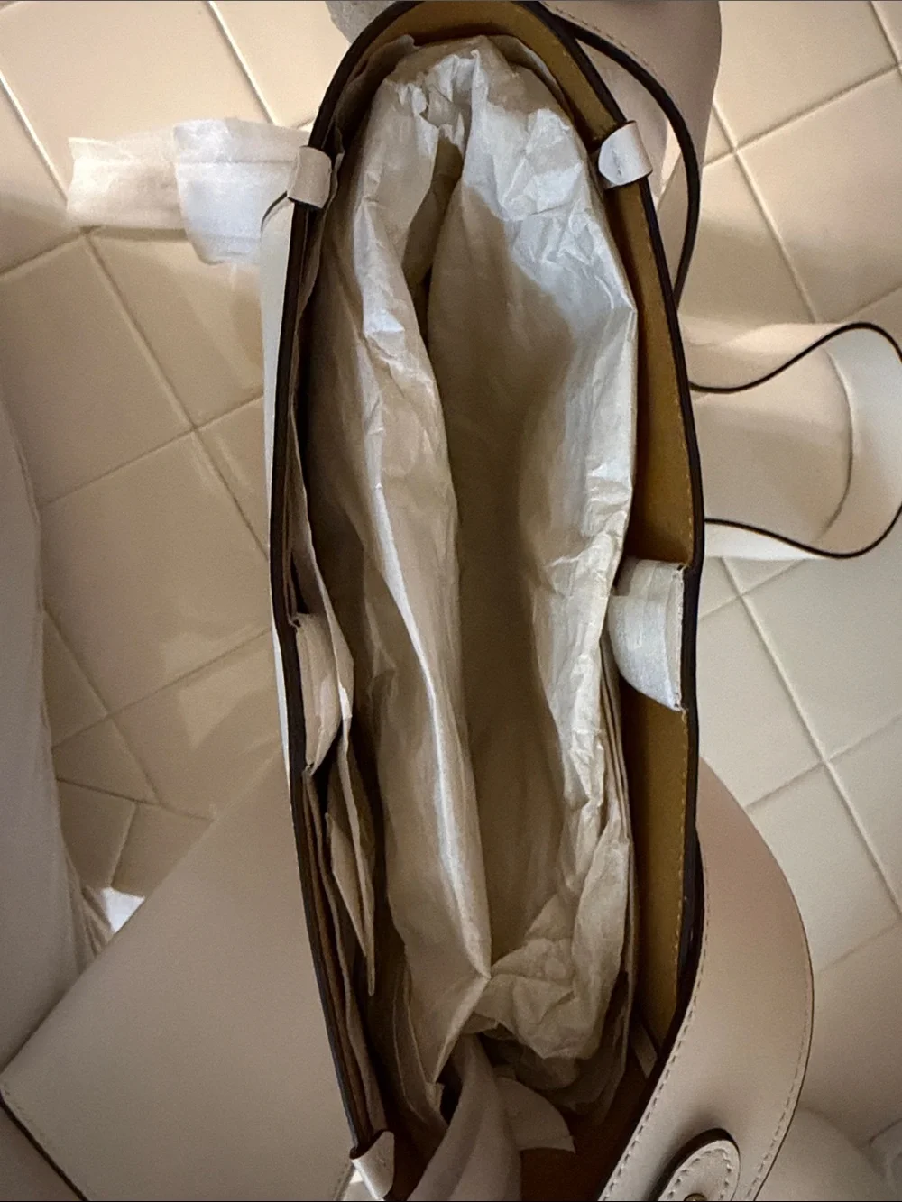 Coach Cream Crossbody Saddle Bag with Wide Strap